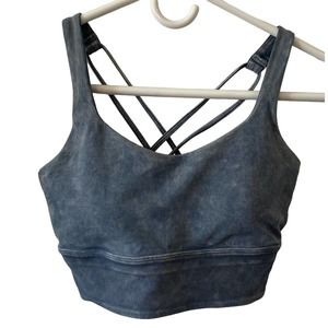 Lululemon Soft Energy Bra Marble Dye Blue Ribbed Band Size 4